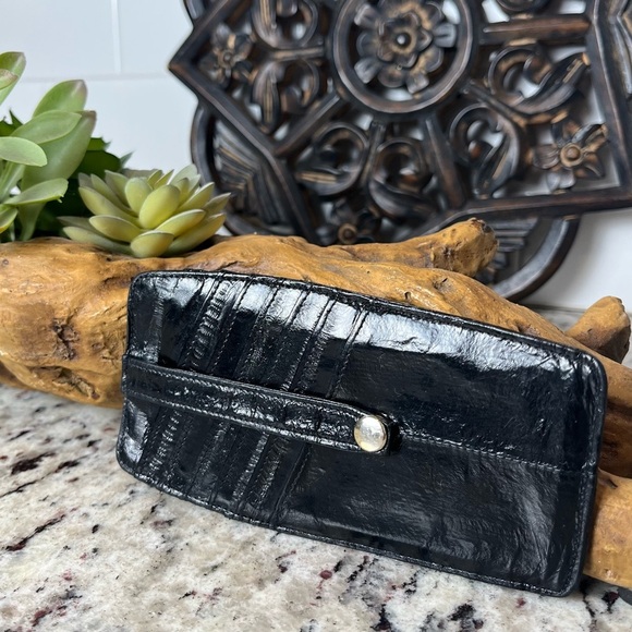 Vintage Eel Skin Wallet with Button Closure - Picture 1 of 4